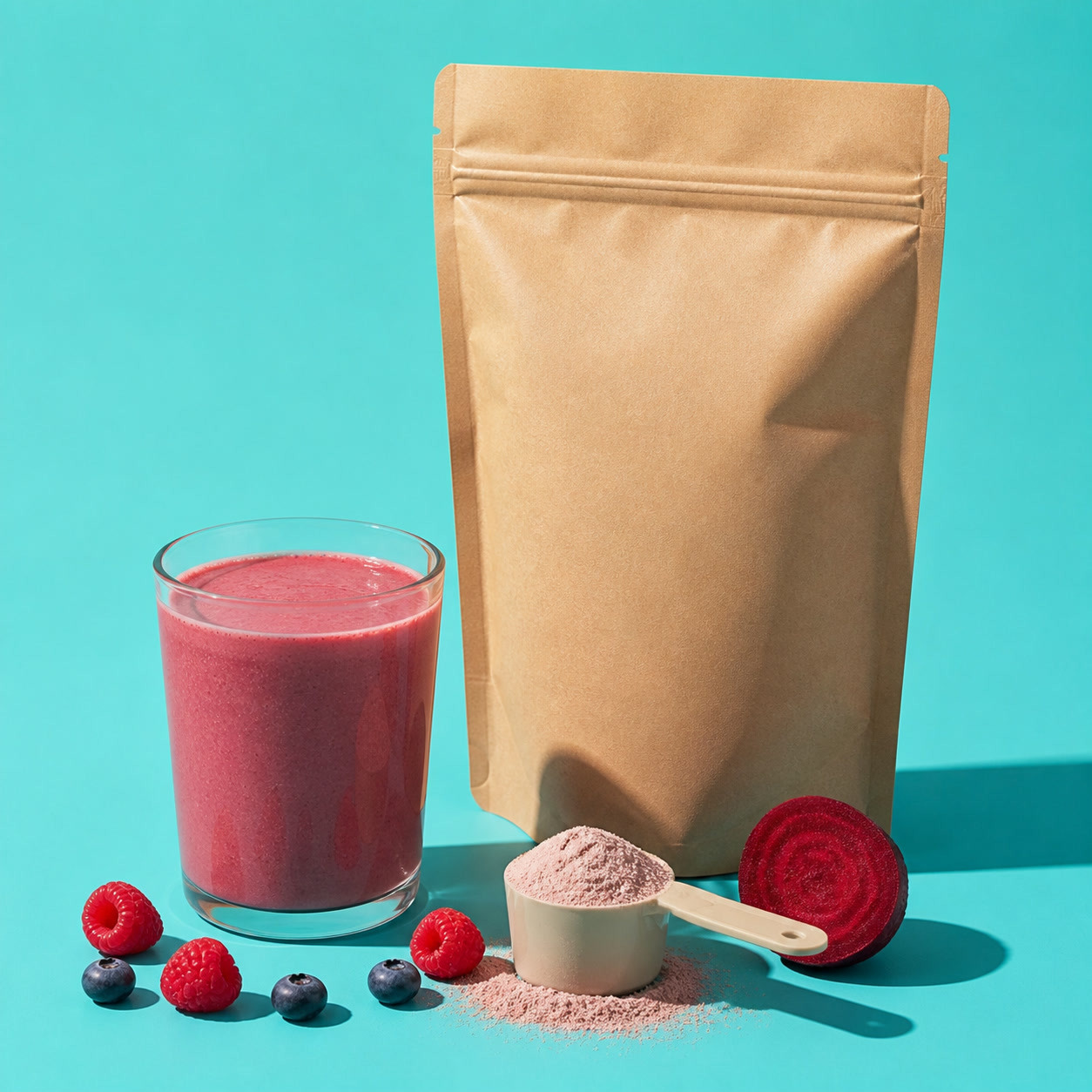 Foundry Fuel Berry Beet Plant protein powder pack with flavour ingredients