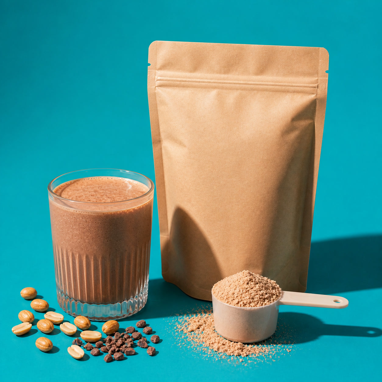 Foundry Fuel Cacao Peanut Plant protein powder pack with flavour ingredients