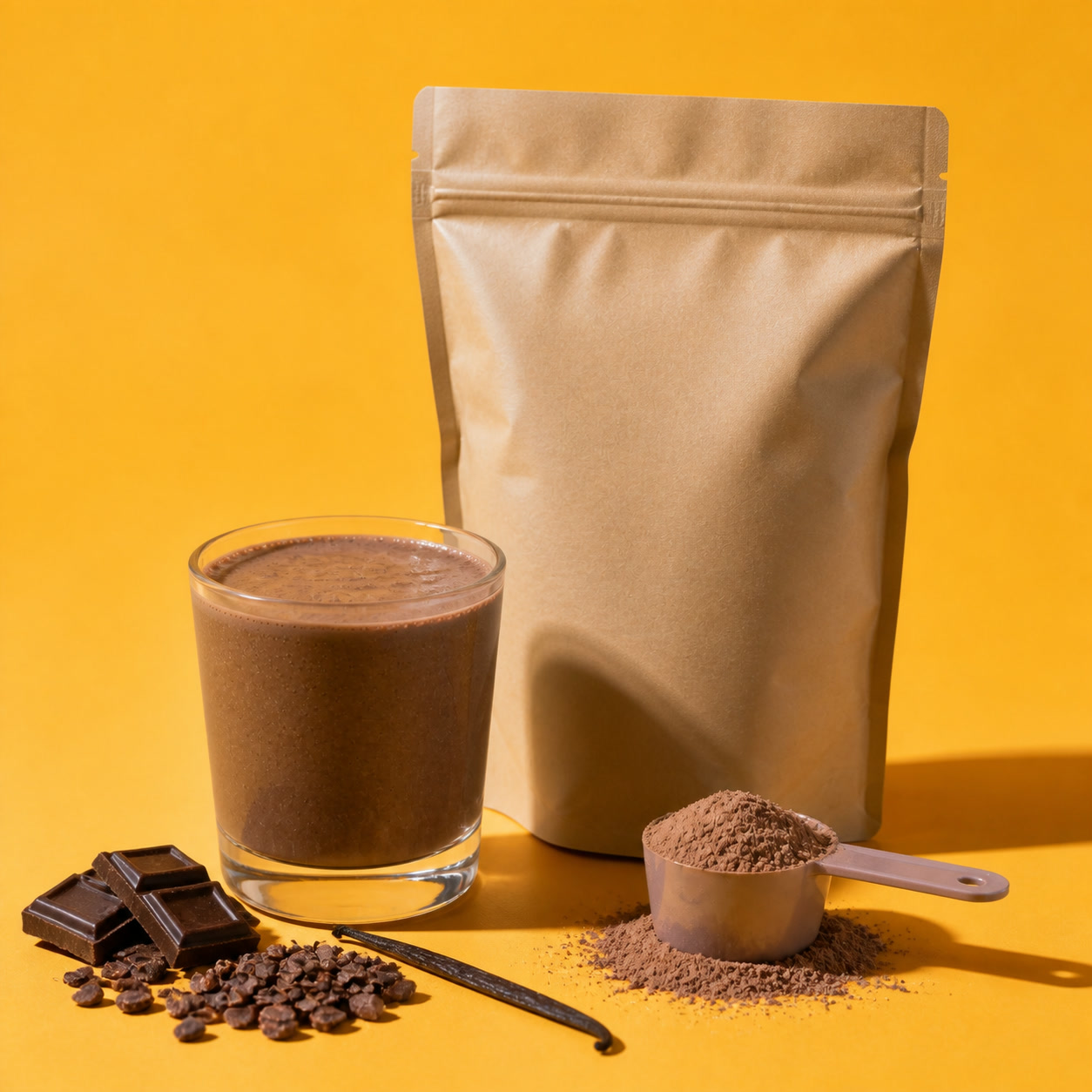 Foundry Fuel Dark Cocoa Plant protein powder pack with flavour ingredients