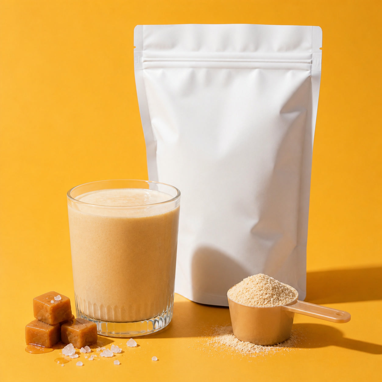 Foundry Fuel Salted Caramel protein powder pack with flavour ingredients